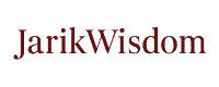 JarikWisdom site name in deep maroon on a transparent background